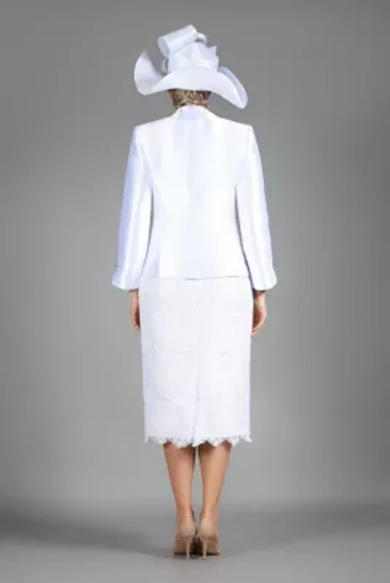 3-piece Silky Twill&Luxurious Lace Combo Skirt Suit