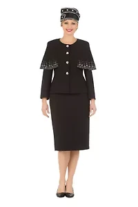 2-piece Faux Cape Skirt Suit with Rhinestones Décor