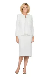 3-piece Round Neck Clean Lines Detailed Skirt Suit