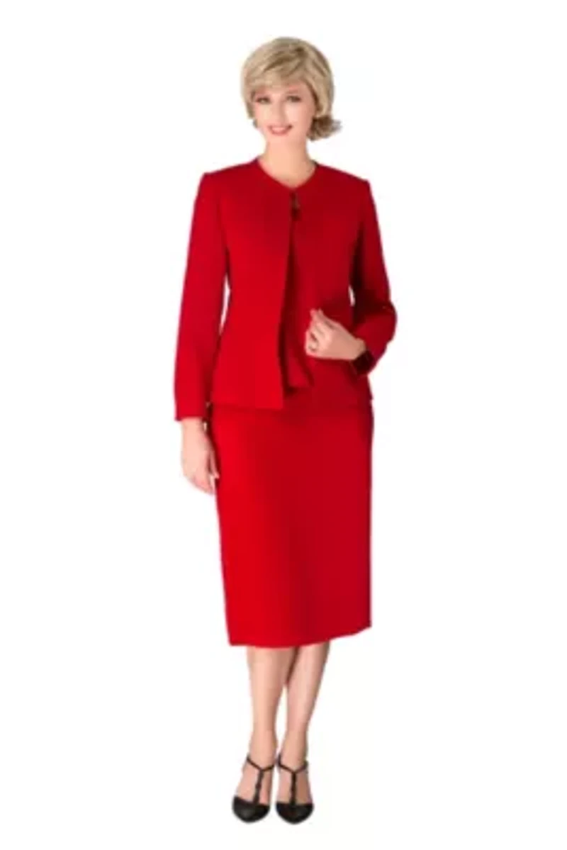 3-piece Round Neck Clean Lines Detailed Skirt Suit