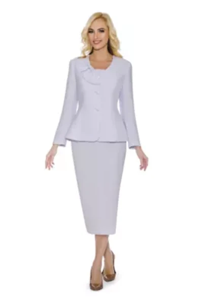 2-piece Shoulder Bow Skirt Suit Crepe