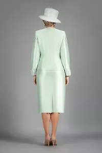 3-piece Scallop Hemmed Jacket & Lace Overlay Skirt Suit