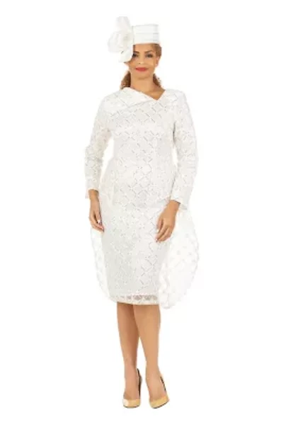 Metallic Lace Shift Dress with Overlay