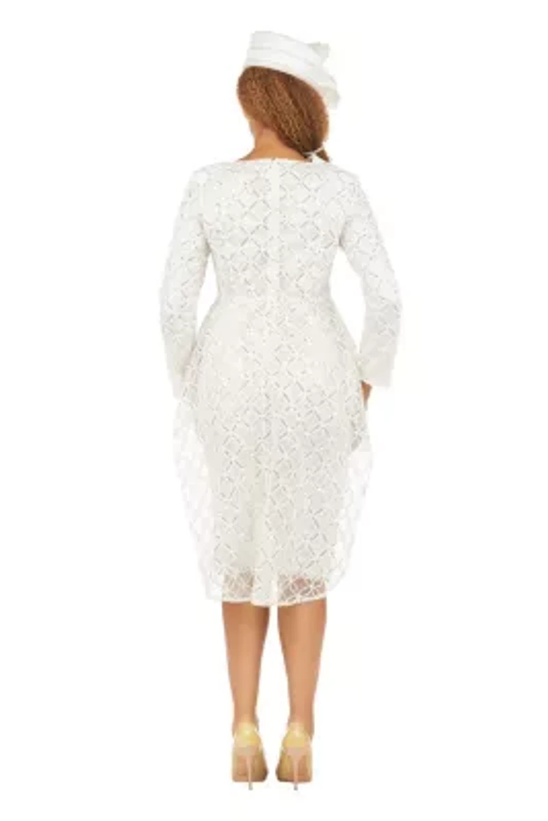 Metallic Lace Shift Dress with Overlay