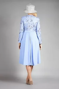 Round Neck Long Sleeve A-line Dress with Waistband