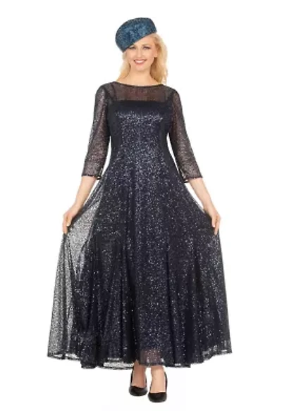 Evening Dress with See-through Sleeves