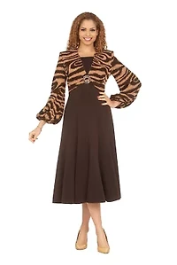 Faux 2pc A-line Knit & Crepe Dress-Plus