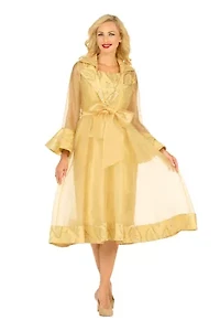 Embroidered Mesh 2pc A-Line Jacket Dress w/ Belt