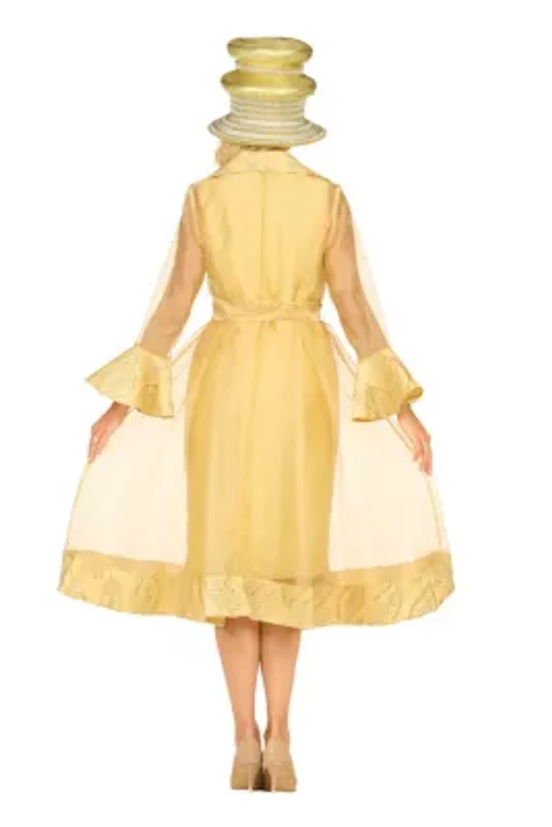 Embroidered Mesh 2pc A-Line Jacket Dress w/ Belt