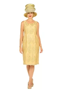 Embroidered Mesh 2pc A-Line Jacket Dress w/ Belt