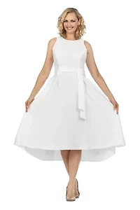 Sleeveless Full Flare Hi-Lo Drs w/ Styling Belt