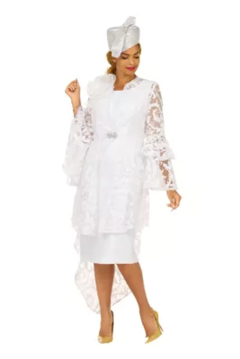 Lace Hi-Lo 2pc Jkt Dress w/ Flounce Sleeves-Plus