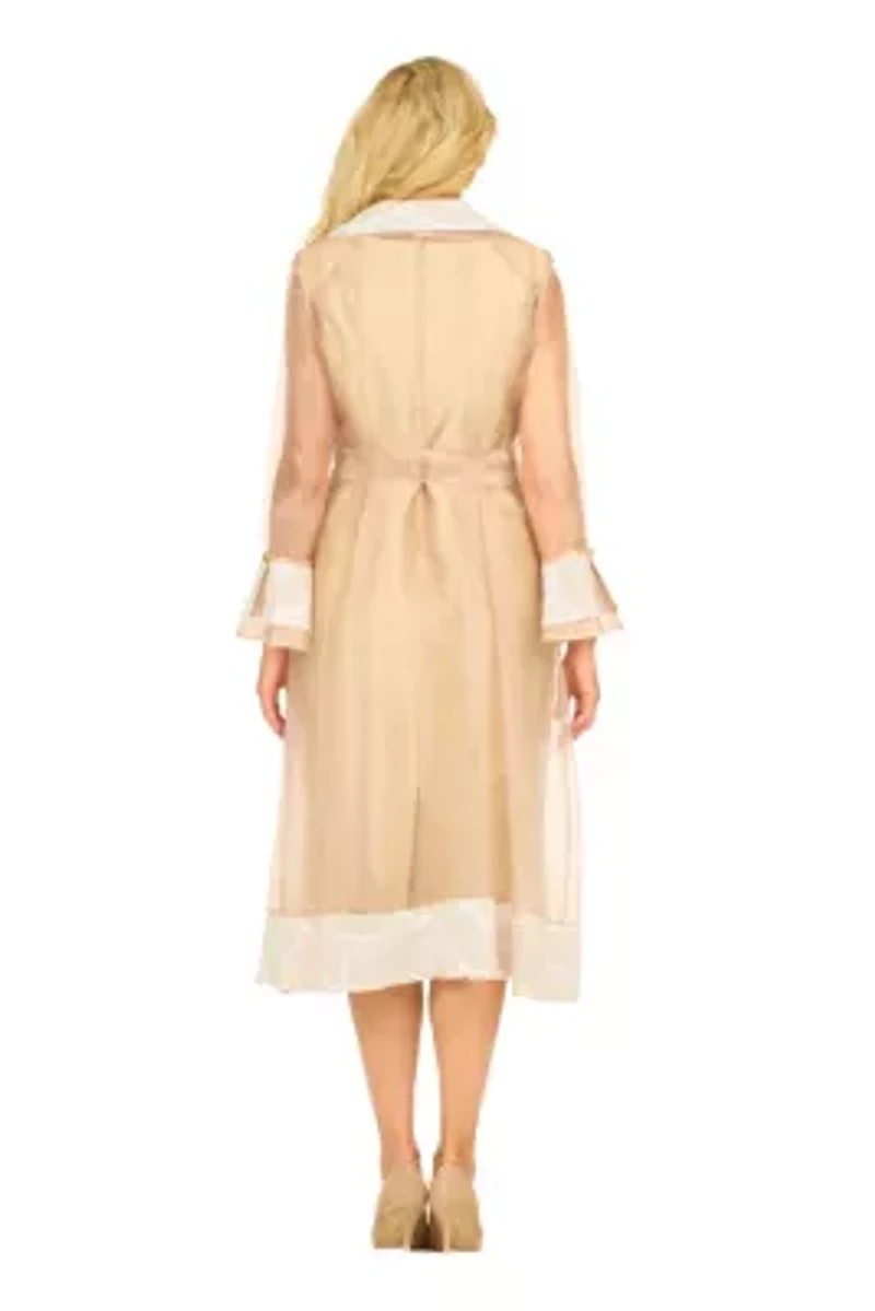 2pc Sequined Sheath Dress w/ Sheer Organza Jkt