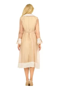 2pc Sequined Sheath Dress w/ Sheer Organza Jkt