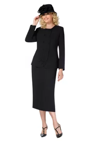 2pc Dbl Brstd Tiered Peplum Jkt Skt Suit