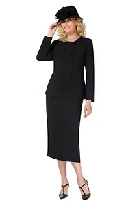 2pc Dbl Brstd Tiered Peplum Jkt Skt Suit