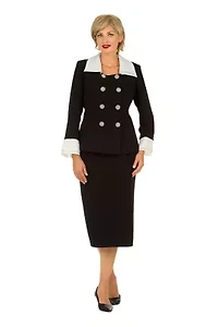 2pc Dbl Breasted Skt Suit w/ Organza Collar&Cuff