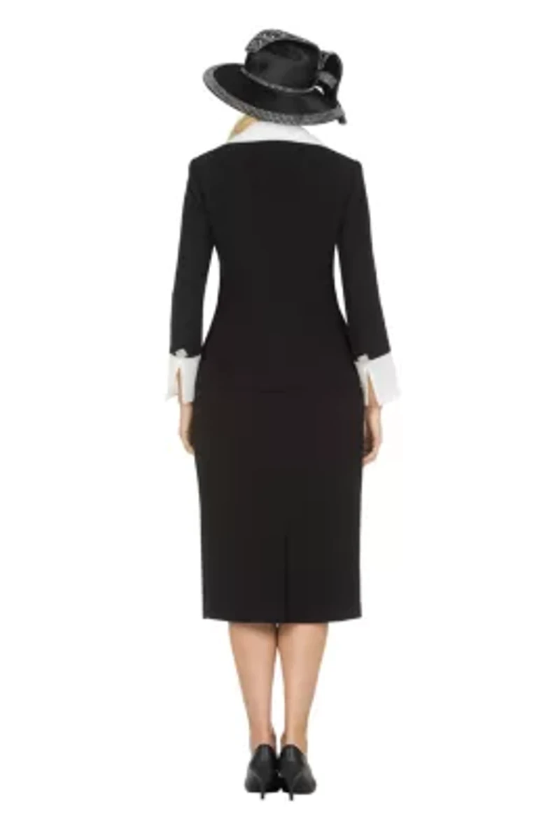 2pc Dbl Breasted Skt Suit w/ Organza Collar&Cuff