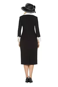 2pc Dbl Breasted Skt Suit w/ Organza Collar&Cuff