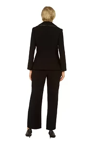 3pc Wide Collar Pants Suit with Rhinestone Detail