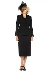 2pc Notch Collar 2-button Skirt Suit - Plus