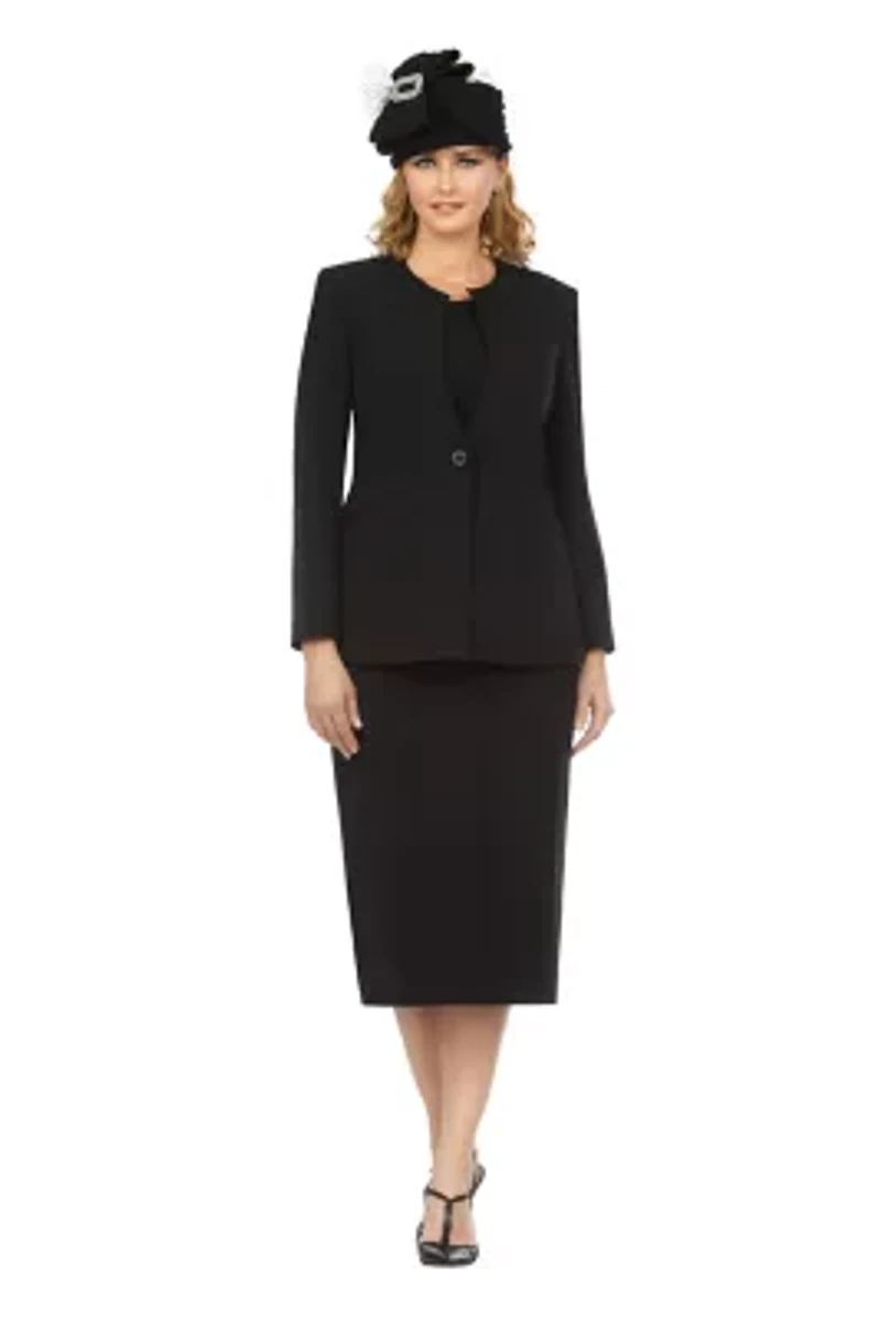 3pc Collarless 1-button Basic Suit - Plus