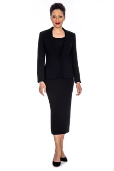 3pc Basic Notch Collar 1-button Skirt Suit