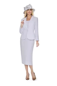 3pc Basic Notch Collar 1-button Skirt Suit-Plus