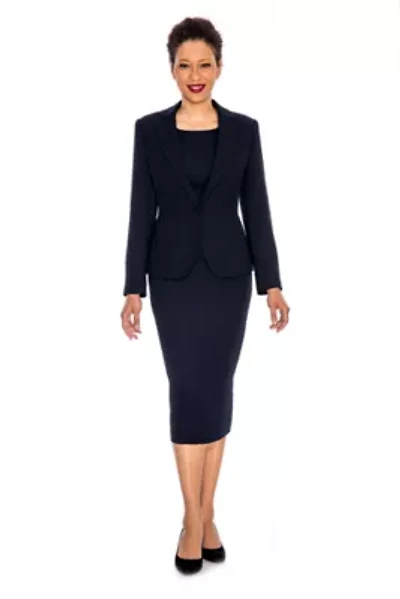 3pc Basic Notch Collar 1-button Skirt Suit-Plus