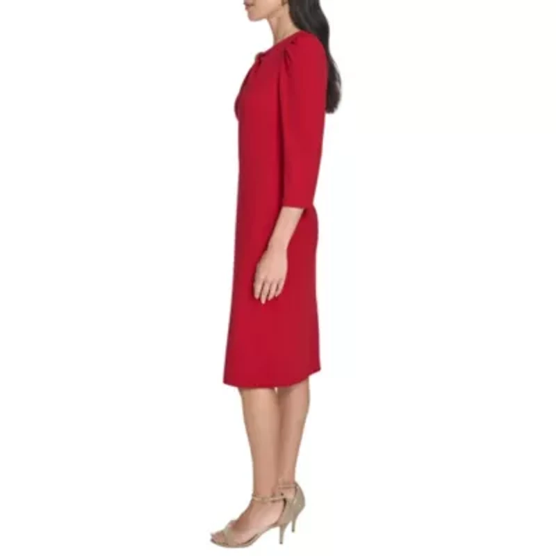 Keyhole Rhinestone Trim Sheath Dress