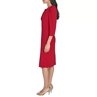 Keyhole Rhinestone Trim Sheath Dress