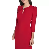 Keyhole Rhinestone Trim Sheath Dress