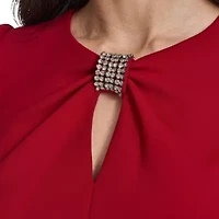 Keyhole Rhinestone Trim Sheath Dress