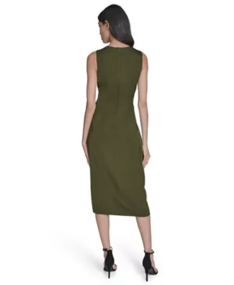 SATIN TUCK WAIST RUFFLE SKIRT MIDI