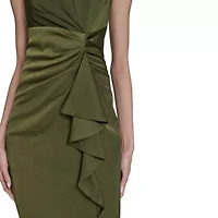 SATIN TUCK WAIST RUFFLE SKIRT MIDI