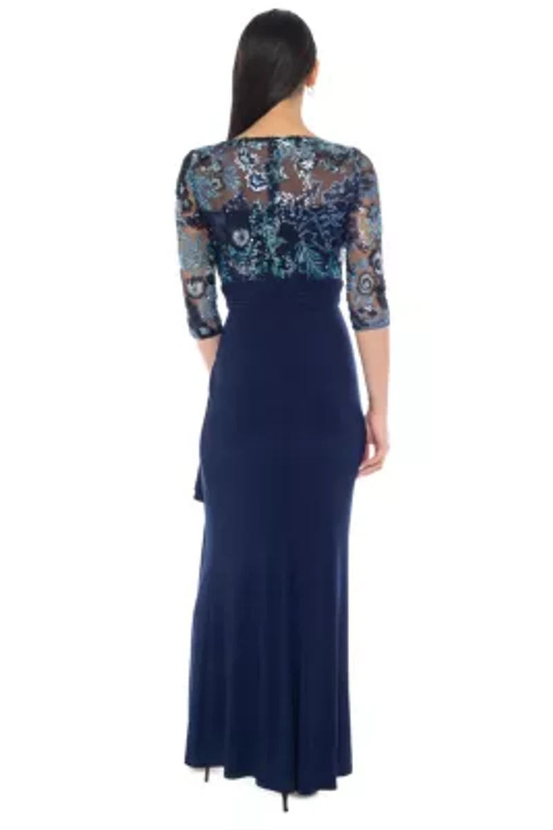 Embroidered Mesh with Sequin MOB Dress