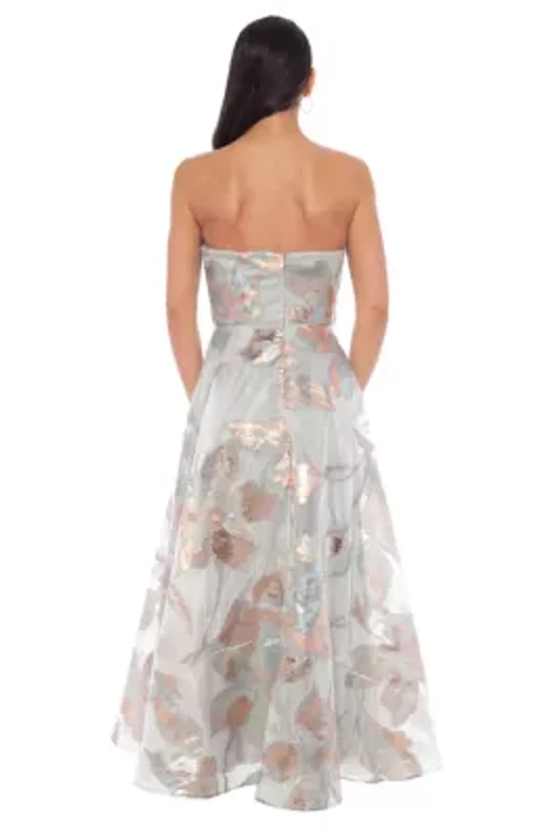 Strapless Organza Burn Out Gown