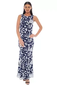 Sleeveless Embroidered on Mesh Midi Dress