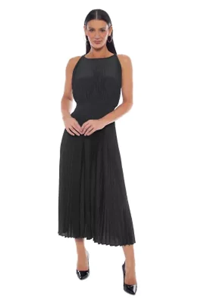Smock Waist Pleated Midi Dress