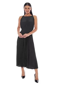 Smock Waist Pleated Midi Dress