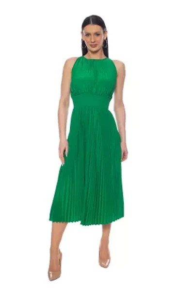 Smock Waist Pleated Midi Dress