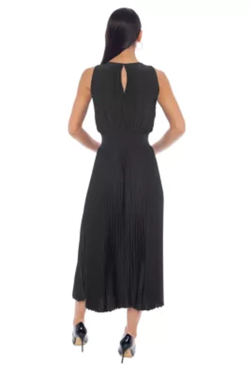Smock Waist Pleated Midi Dress