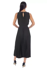 Smock Waist Pleated Midi Dress