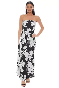 Strapless Drape Side Gown