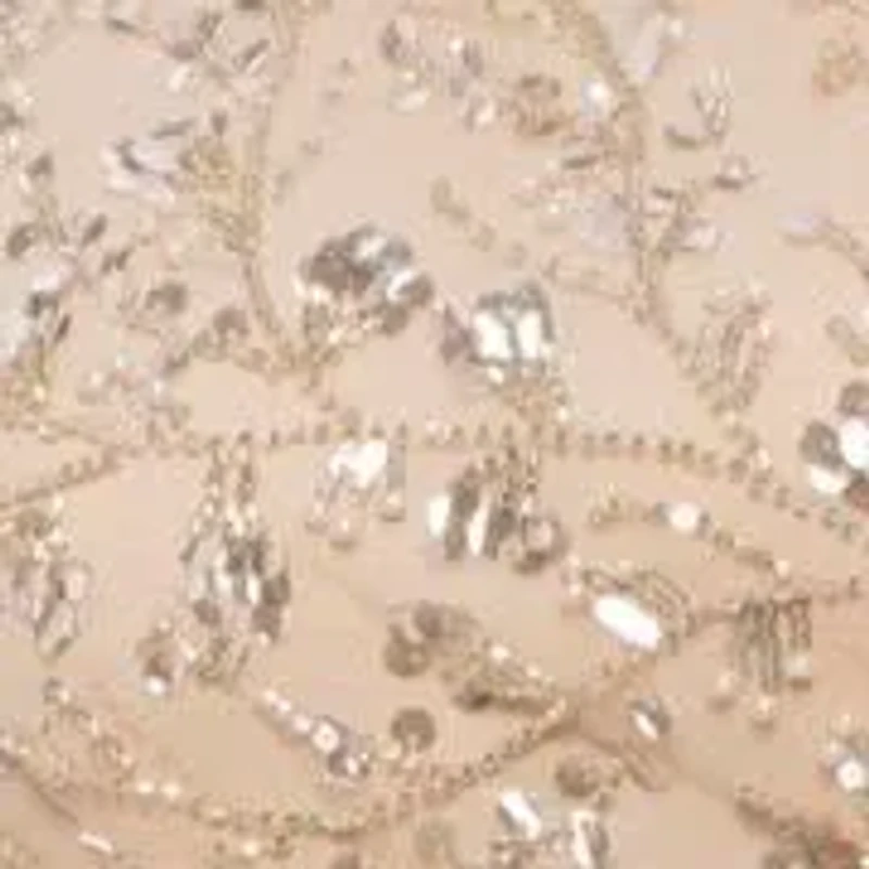 One Shoulder Beaded Mesh Gown