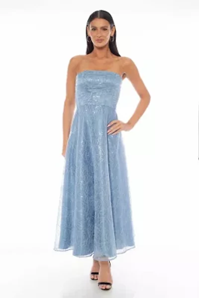 Strapless Corder Embroidered Midi Dress