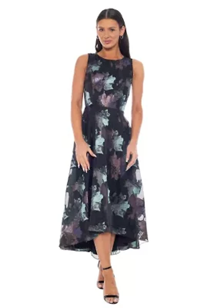 Printed Brocade Hi-Low Dress