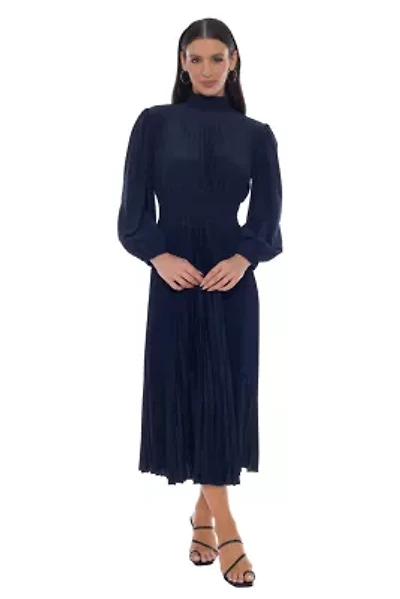 Pleated Dress with Long Sleeves
