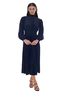 Pleated Dress with Long Sleeves