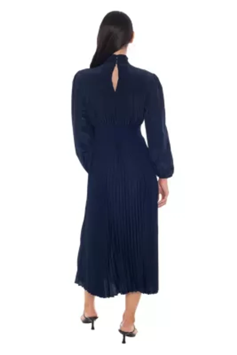 Pleated Dress with Long Sleeves